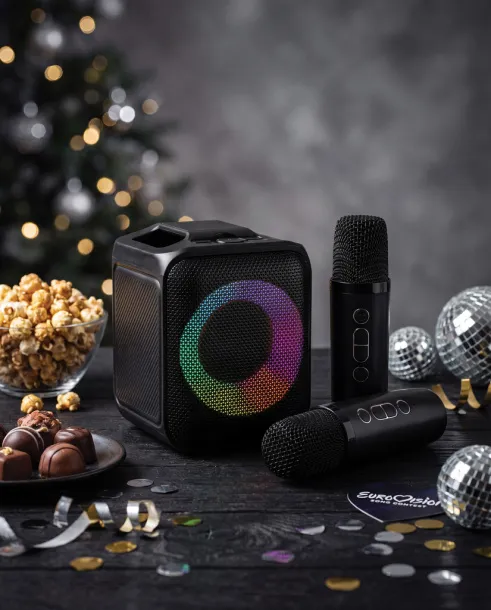 Singvibe RCS recycled plastic karaoke set with double mic - XD Collection Black