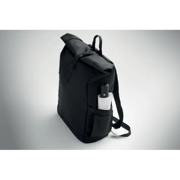 BANGKOK ROLL Roll-top ruksak za laptop od 600D materijala, 15" Crna