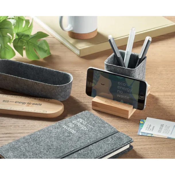 OROSTAN RPET felt pen pot phone stand Wood