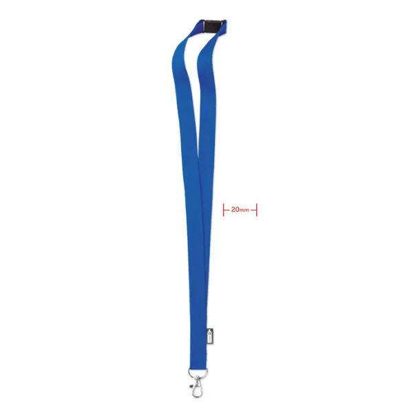 LANY RPET vezica za akreditaciju od RPET materijala, 20mm Kraljevski plava