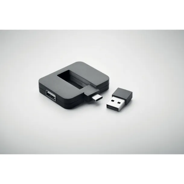SQUARE-C USB razdjelnik Crna