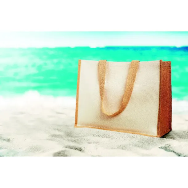 CAMPO DE FIORI Jute and canvas shopping bag Beige