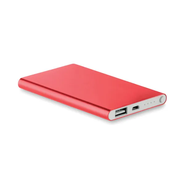 POWERFLAT plosnata prijenosna baterija, 4 000 mAh Crvena