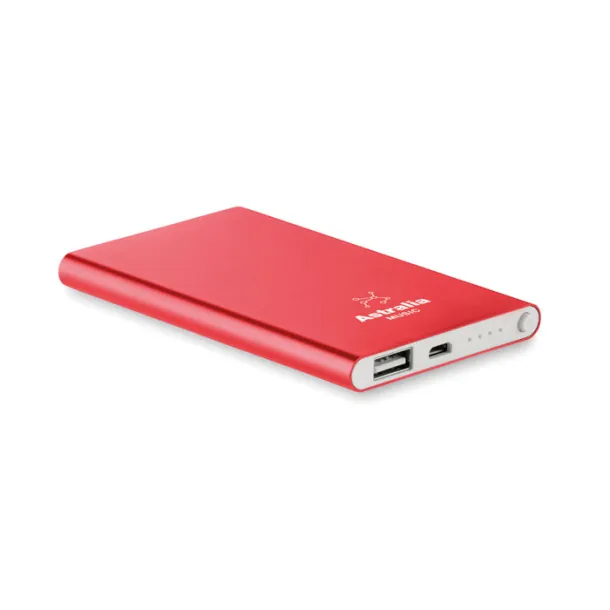 POWERFLAT plosnata prijenosna baterija, 4 000 mAh Crvena