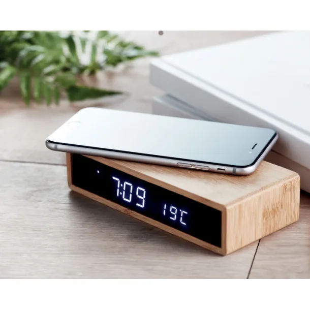 MORO bamboo wireless charger clock Wood