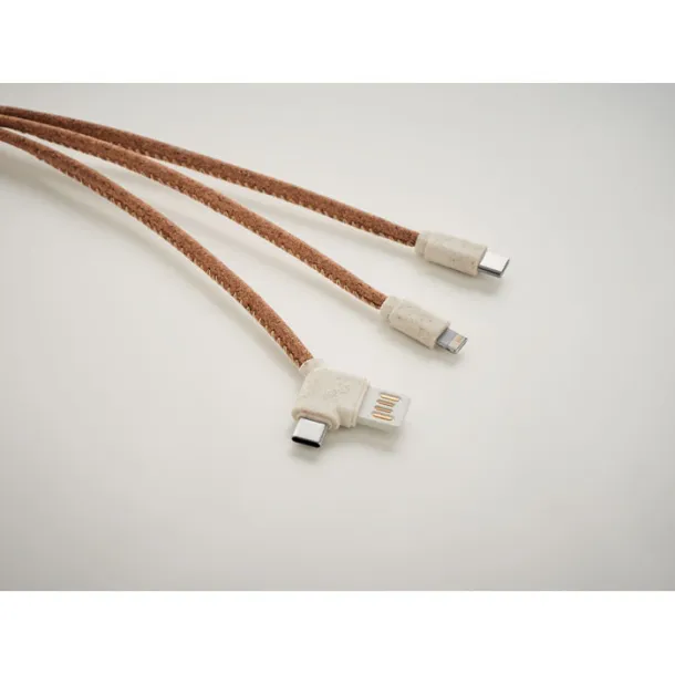 CABIE 3u1 kabel za punjenje od pluta Bež
