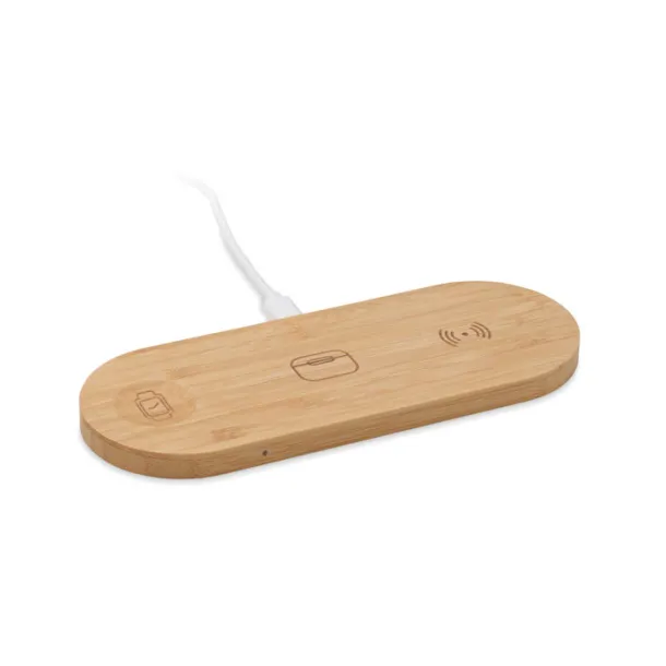 RECPAD 3 u 1 bežični punjač 15 W Drvo