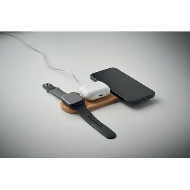 RECPAD 3 u 1 bežični punjač 15 W Drvo