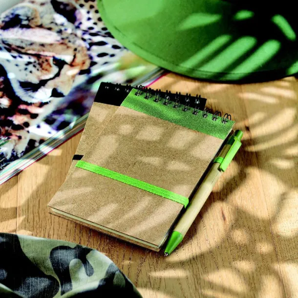 SONORA Recycled paper notebook + pen Lime