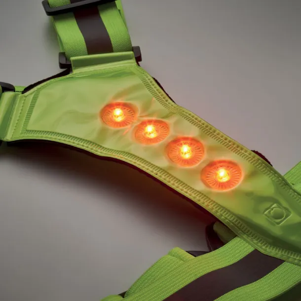 ROUNDVISIBLE Reflective body belt with LED Neon green