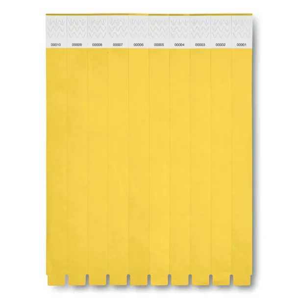 TYVEK 10 kontrolnih narukvica Žuta