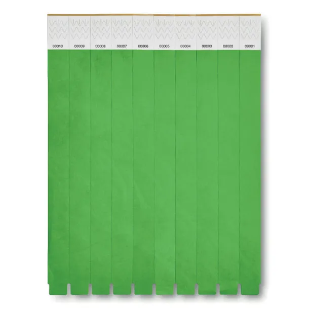 TYVEK One sheet of 10 wristbands Green