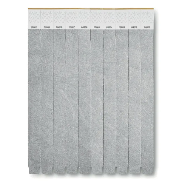 TYVEK One sheet of 10 wristbands Silver