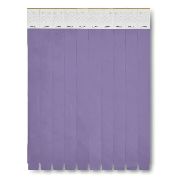 TYVEK One sheet of 10 wristbands Violet