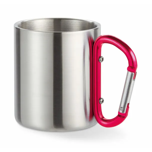 TRUMBO metalna šalica s karabinerom, 220 ml Crvena