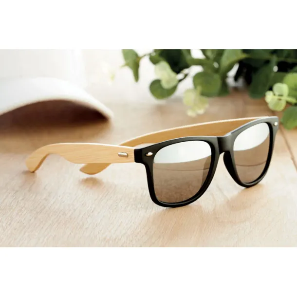CALIFORNIA TOUCH Sunglasses with bamboo arms Shiny Silver