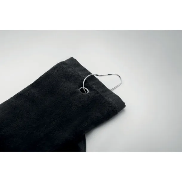 HITOWGO Cotton golf towel with hanger Black