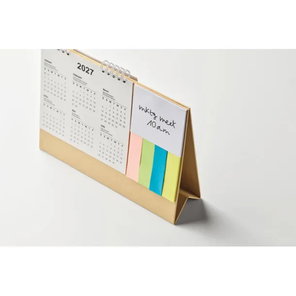 CALENDOO stolni kalendar s blokom za bilješke Bež