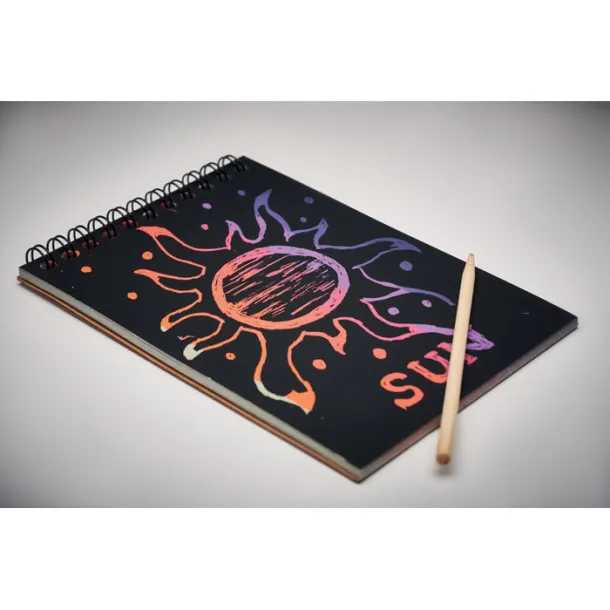 BLACK Scratching paper notebook Wood