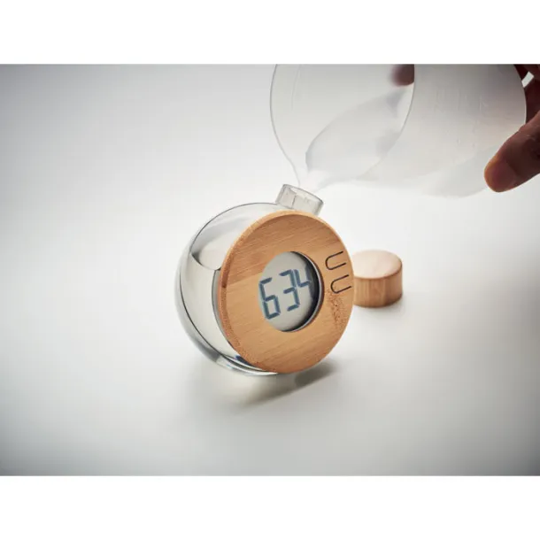 DROPPY LUX LCD sat od bambusa s vodenim napajanjem Transparent Grey