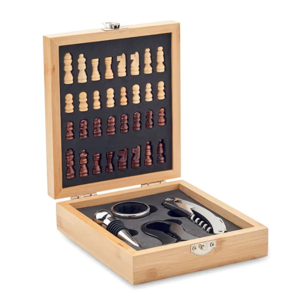 CHESSET Chess board wine set Wood