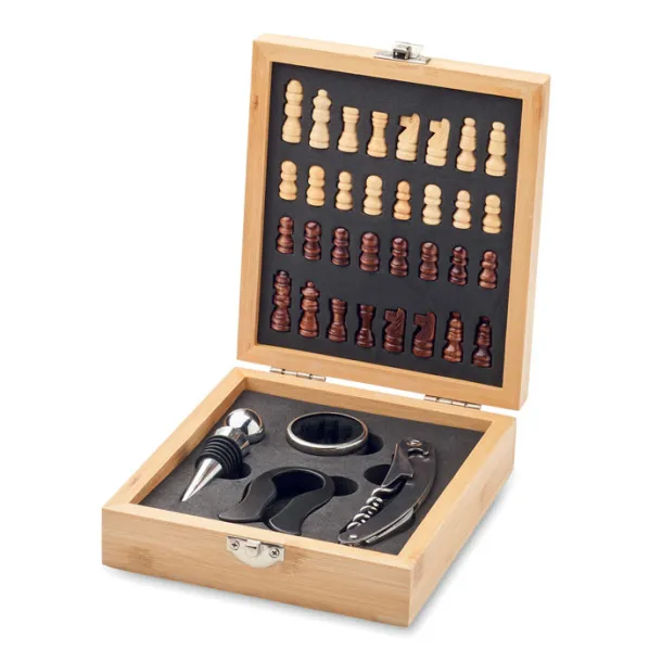 CHESSET Chess board wine set Wood