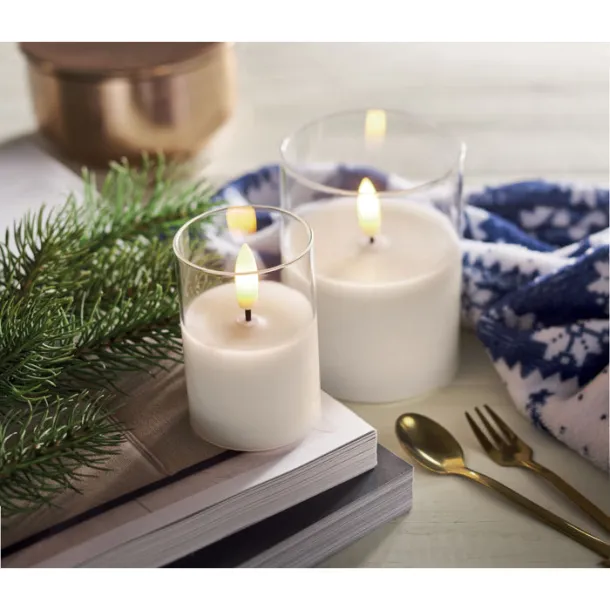 XANDLE+ LED wax candle in glass holder White