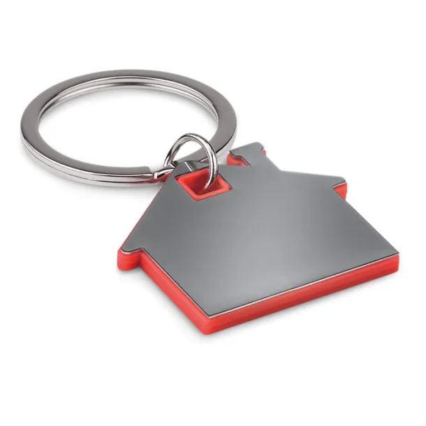 IMBA House shape plastic keyring Red