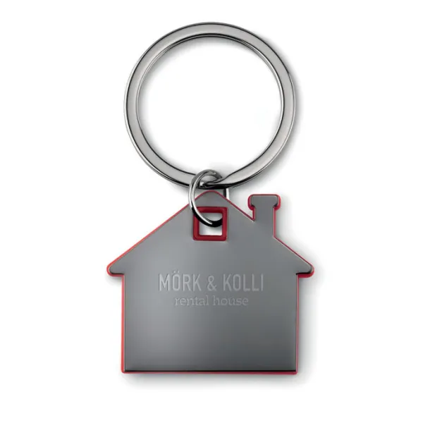 IMBA House shape plastic keyring Red
