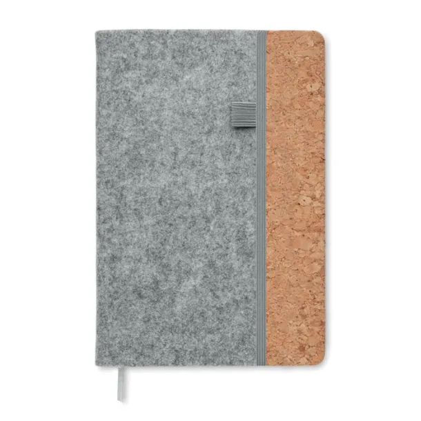 CORKBOOK notes od RPET filca i pluta, A5 Siva