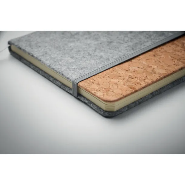 CORKBOOK notes od RPET filca i pluta, A5 Siva