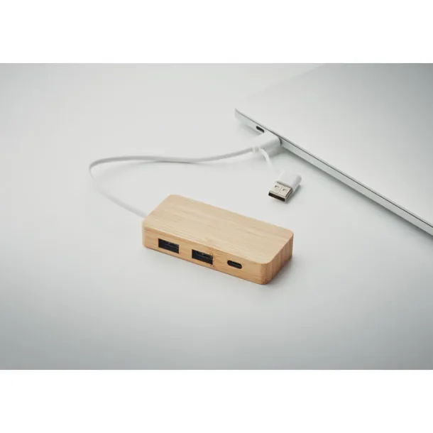 HUBBAM Bamboo USB 3 ports hub Wood