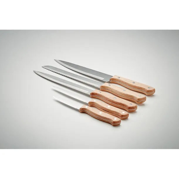 GOURMET Set od pet noževa u stalku Drvo