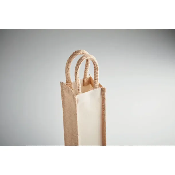 CAMPO DI VINO Jute wine bag for one bottle Beige