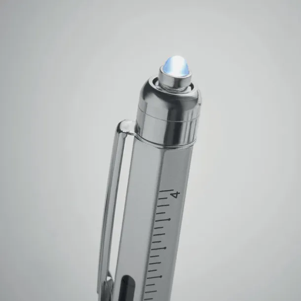 RETOOL Spirit level pen with ruler Matt Silver