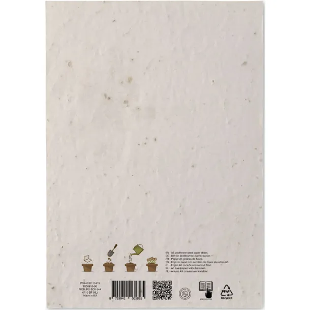 ASIDE A5 wildflower seed paper sheet White