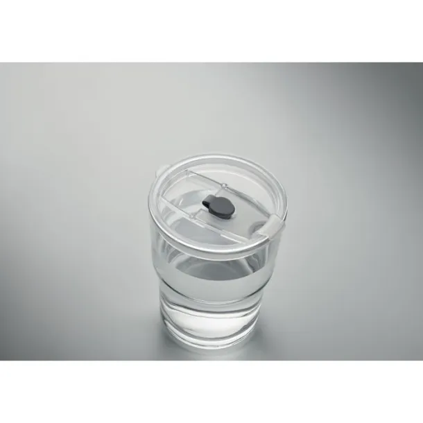 SIP Glass tumbler with straw 400ml Transparent