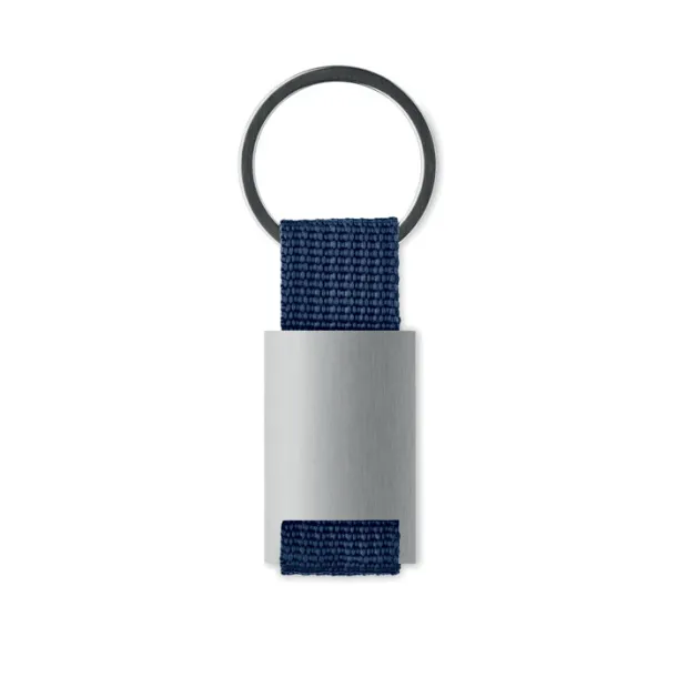 TECH Metal rectangular key ring French navy