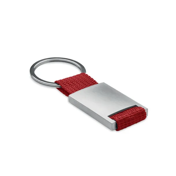 TECH Metal rectangular key ring Red