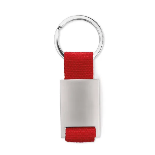 TECH Metal rectangular key ring Red
