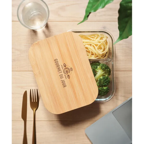 TUNDRA 3 staklena posuda za hranu s poklopcem od bambusa, 800 ml Prozirno