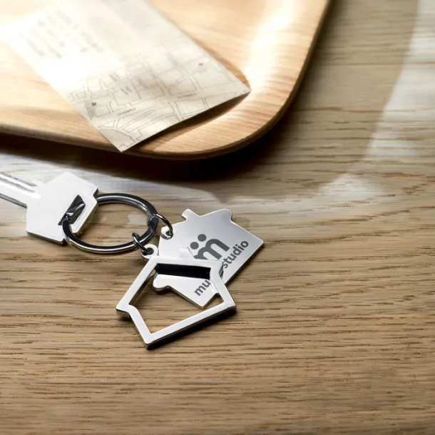 SNIPER Metal key ring house shape Shiny Silver