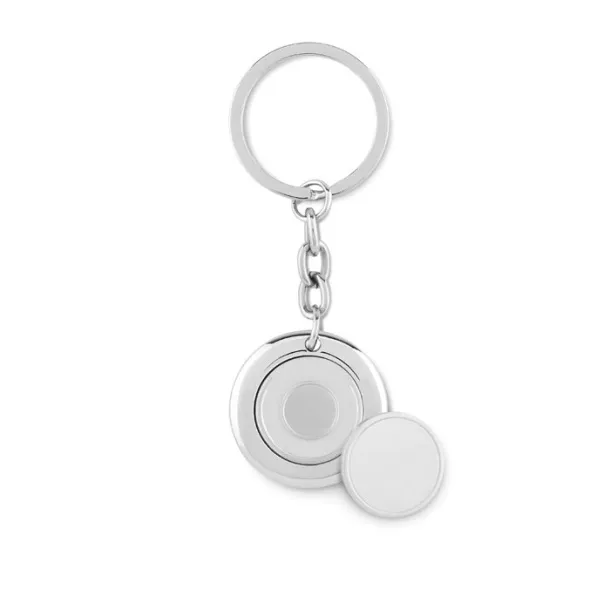 FLAT RING privjesak za ključeve s metalnom pločicom Shiny Silver