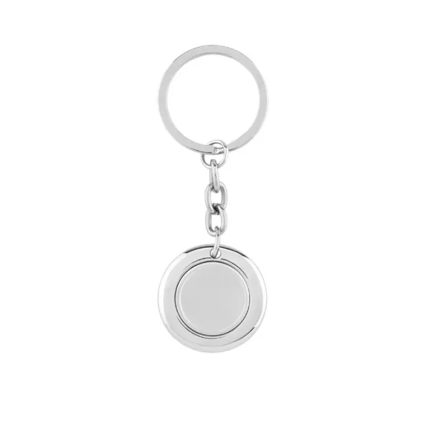 FLAT RING privjesak za ključeve s metalnom pločicom Shiny Silver