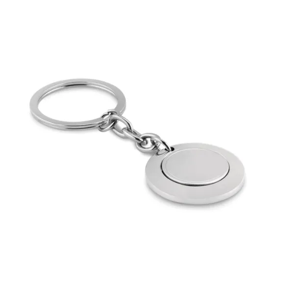 FLAT RING privjesak za ključeve s metalnom pločicom Shiny Silver