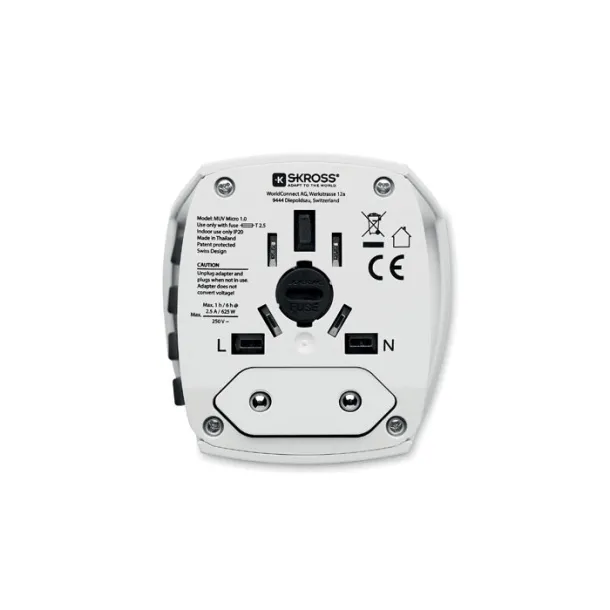 SKROSS MUV micro putni adapter, 2-pole Bijela