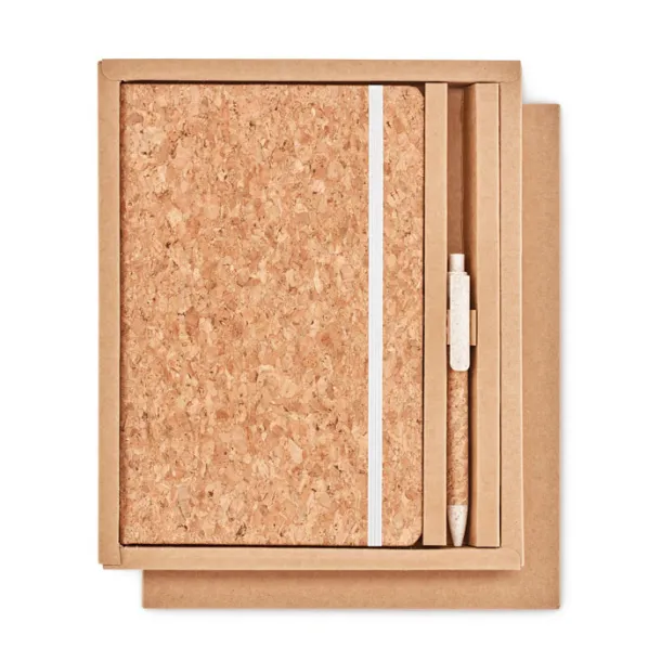 SUBER SET A5 cork notebook and pen set Beige