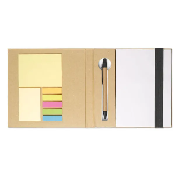QUINCY Notebook w/ stickynotes & pen Black