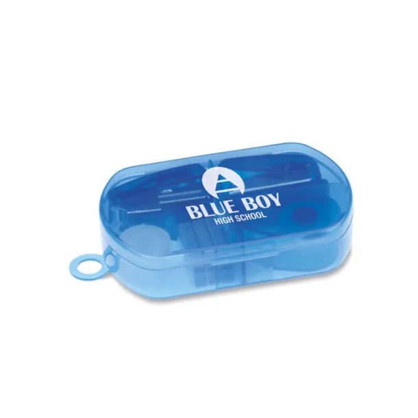 BUROBOX set pribora u plastičnoj kutiji Transparent Blue