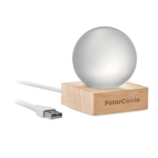 LIGHT staklena kugla s LED svjetlom Drvo